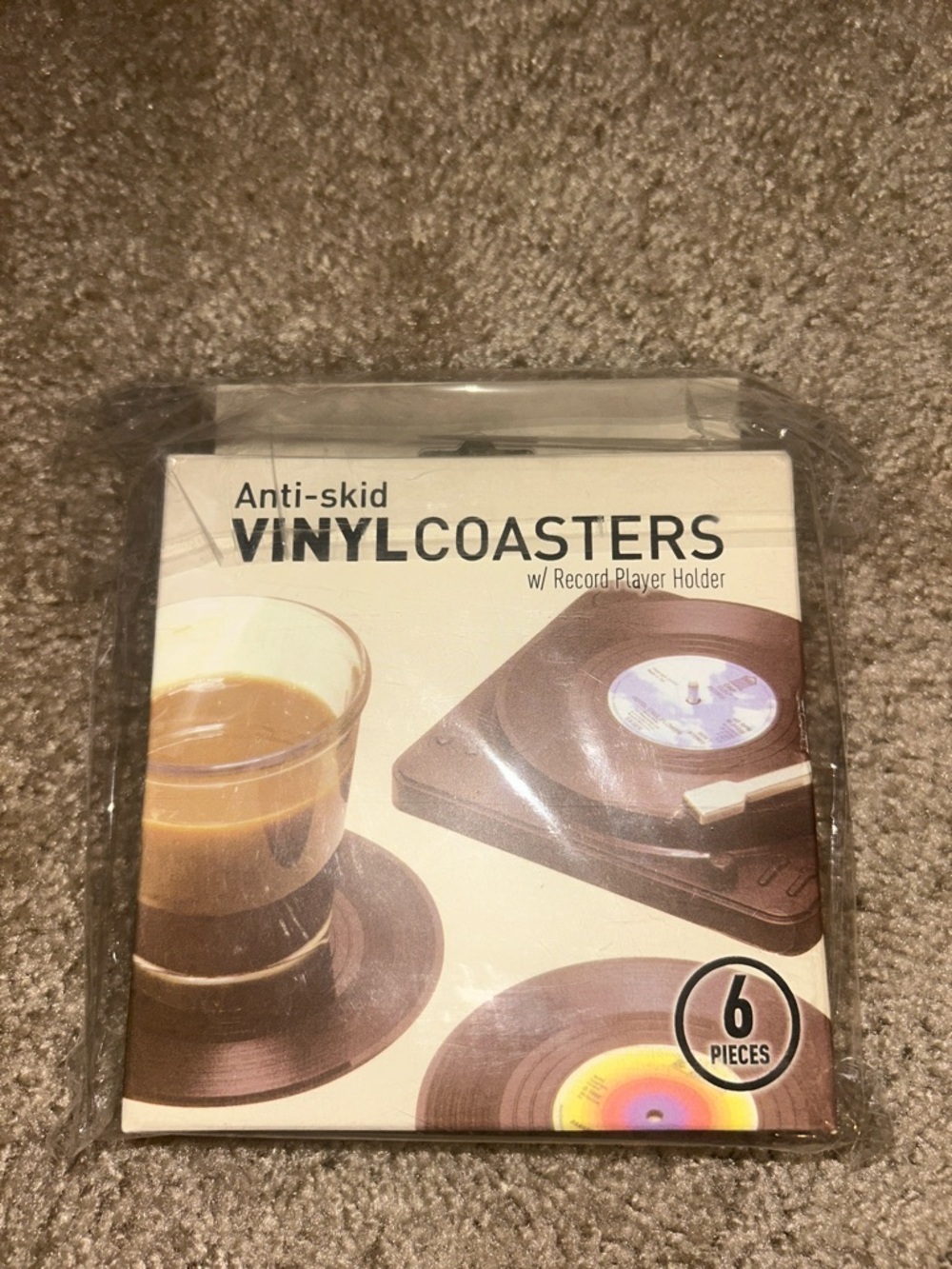 Anti-skid Vinyl Record Coasters - Brown (6 pcs)